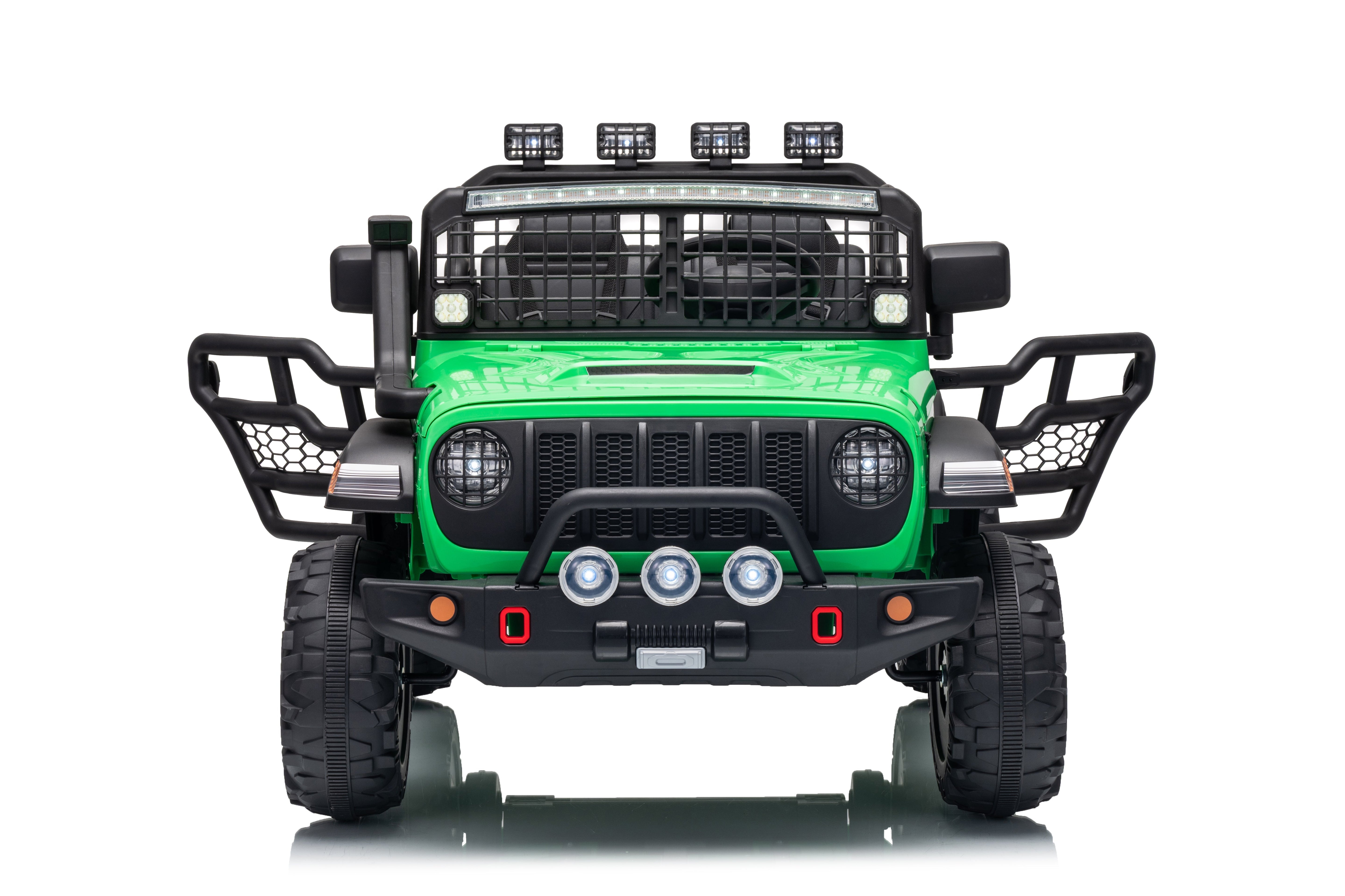 Garvee 24V Ride on Toys for Big Kids, 2-Seater Electric Ride on Car Truck with Remote Control, Four-Wheel Shock Absorbers, 4 Mph Max Speed, Music, LED Lights for Boys Girls, Green