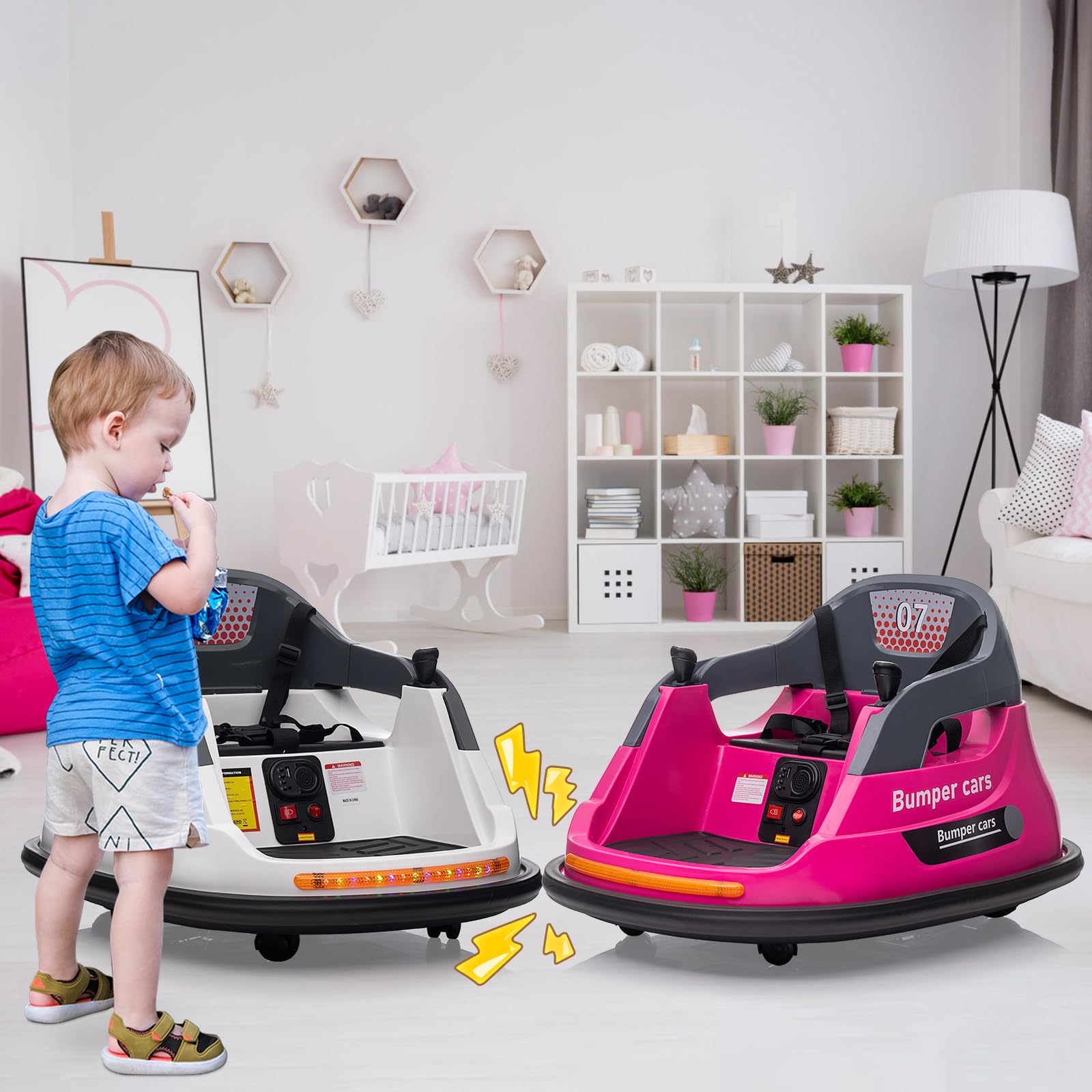 Garvee Ride - P Series: 12V Kids Bumper Car with Remote Control, LED Lights & 360 Degree Spin, Indoor and Outdoor Kids Toy for 18+ Months Kids - Rose