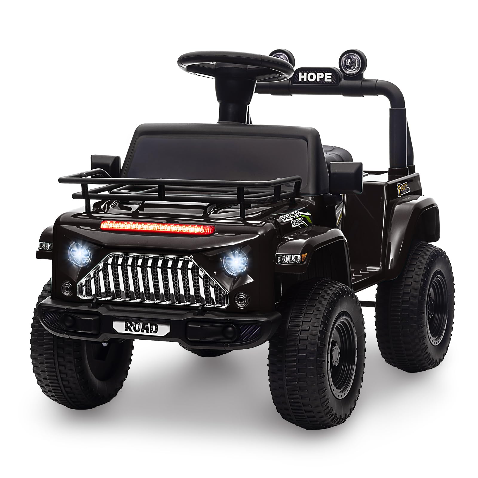 Garvee Ride - P Series: 6V Ride On Car for Toddlers - Battery Powered Electric Car with Music, LED Light, FM, Horn, Rear Storage, 4 Wheels - Black