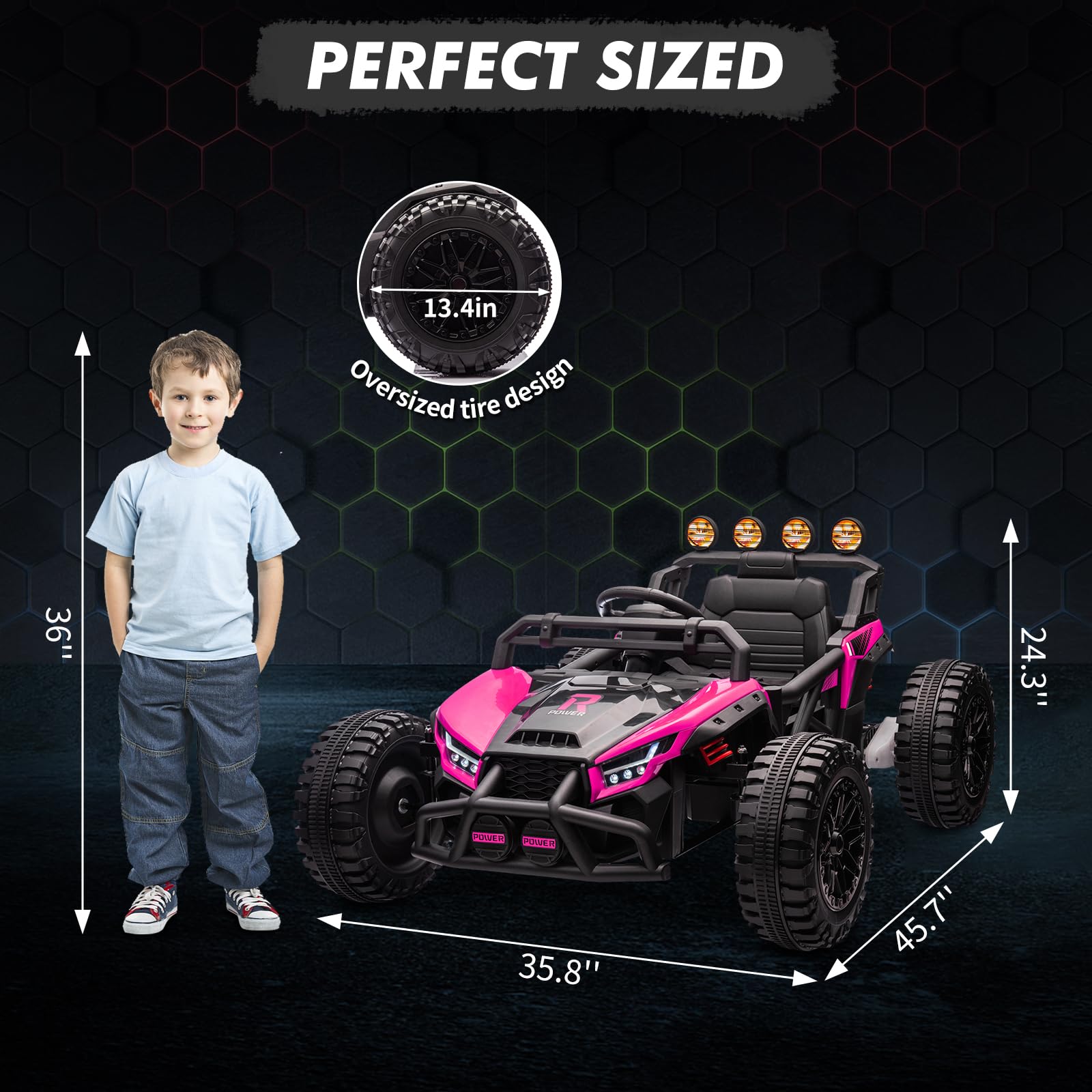 Garvee Ride - P Series: 24V Electric UTV,Ride On Toys for Big Kids,2x130W Powerful Electric Car with Remote Control, 4 Shock Absorbers,LED Lights,Music for Boys and Girls,Pink