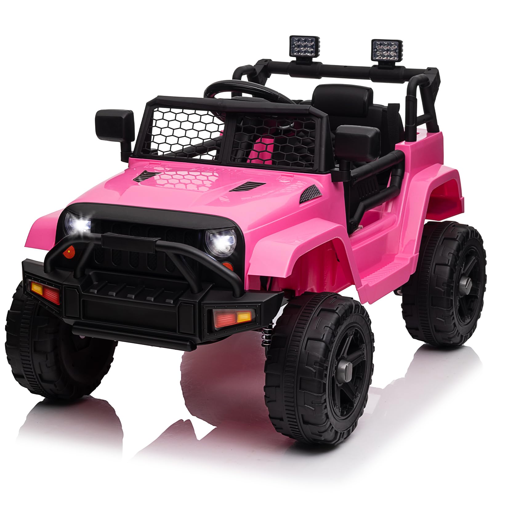 Garvee Ride - P Series: 12V Ride On Truck Car for kid : Remote Control, 3 Speeds, MP3 Music, Suspension, LED Lights,for 3+ Year Old - Pink