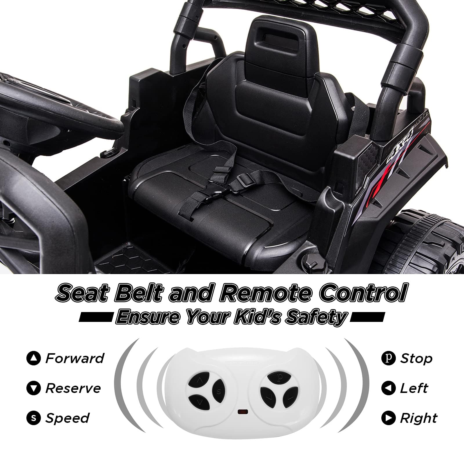 Garvee Ride - P Series: 12V Kids Car: Ride-On Truck, Remote, Suspension, LED, 1.8-3.7 MPH, MP3, Engine Sound, ASTM Certified, for 3-7 Years - Red
