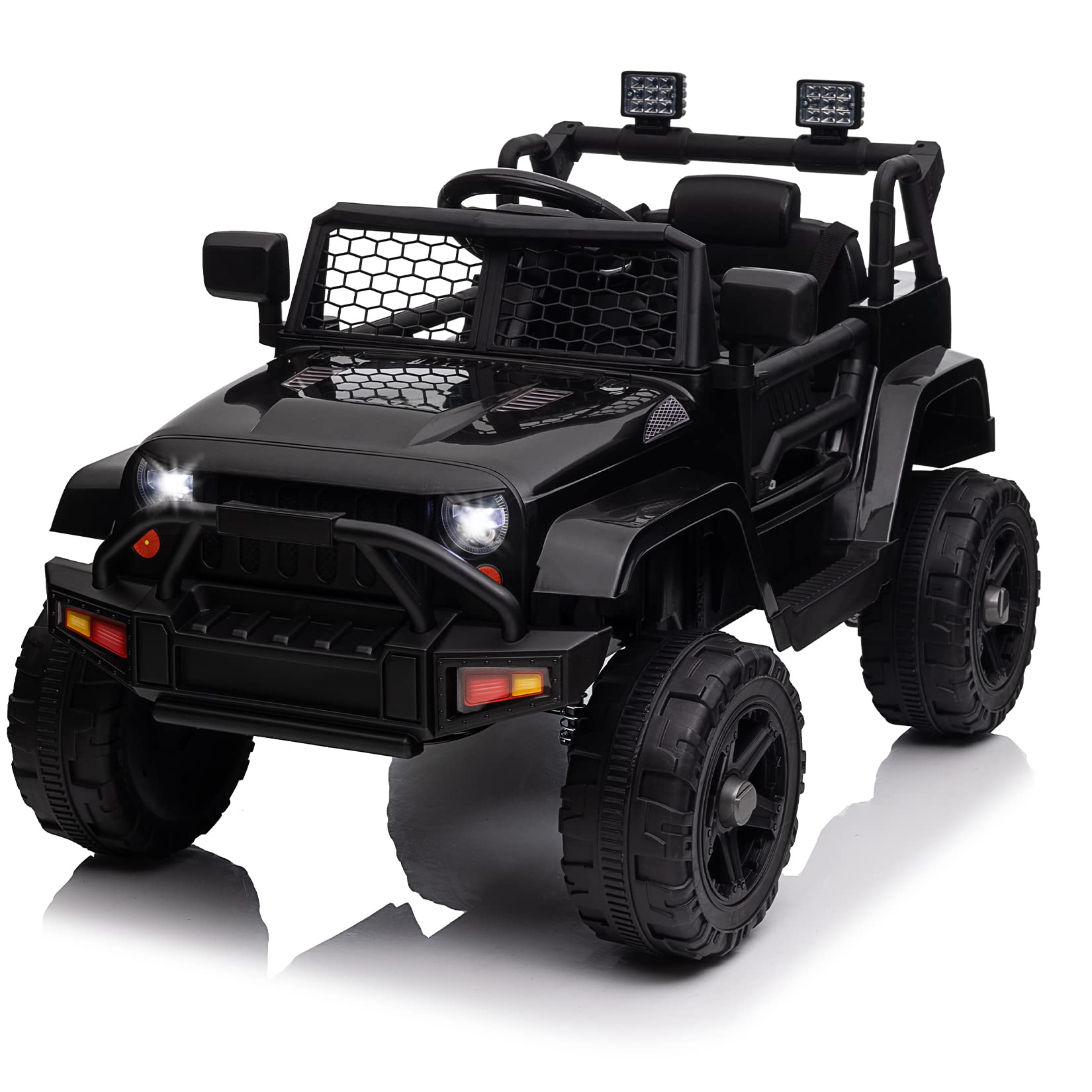 Garvee Ride - P Series: 12V Ride On Truck Car for kid : Remote Control, 3 Speeds, MP3 Music, Suspension, LED Lights,for 3+ Year Old - Black