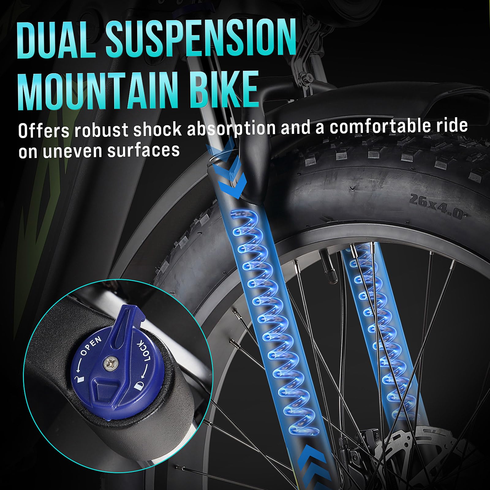 Garvee Electric Bike - 26" Fat Tire, 1000W Dual Motor Fat Tire Electric Bike, 48V 18Ah , 35mph Speed, Hidden Battery Mountain E Bike for Off Road,Electric Bike with Throttle & Pedal Assist, Hydraulic Brakes