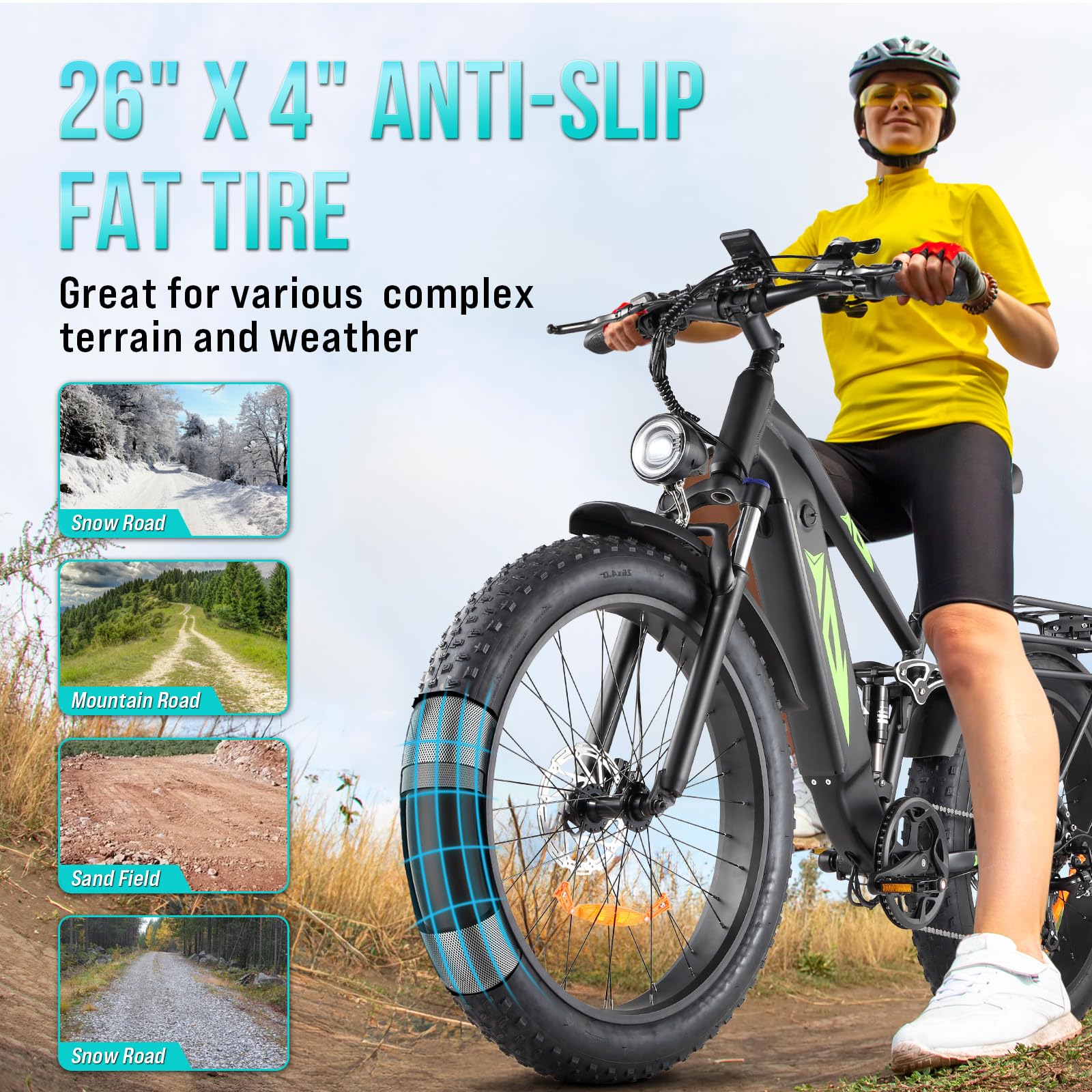 Garvee Electric Bike - 26" Fat Tire, 1000W Dual Motor Fat Tire Electric Bike, 48V 18Ah , 35mph Speed, Hidden Battery Mountain E Bike for Off Road,Electric Bike with Throttle & Pedal Assist, Hydraulic Brakes