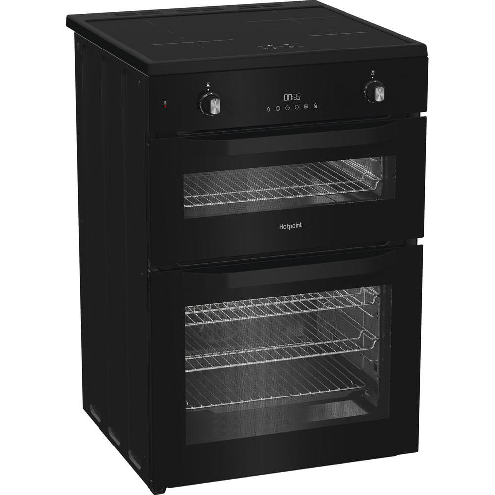 Hotpoint HDE6IDC2B1 60cm Electric Double Cooker with Induction Hob Black