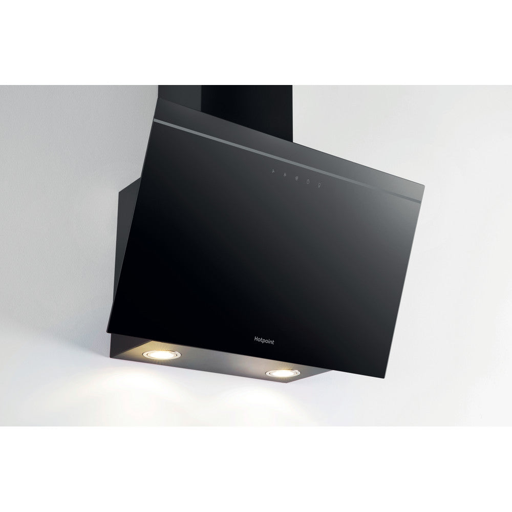 Hotpoint PHVP62FLTK 60cm Angled Wall Cooker Hood Black