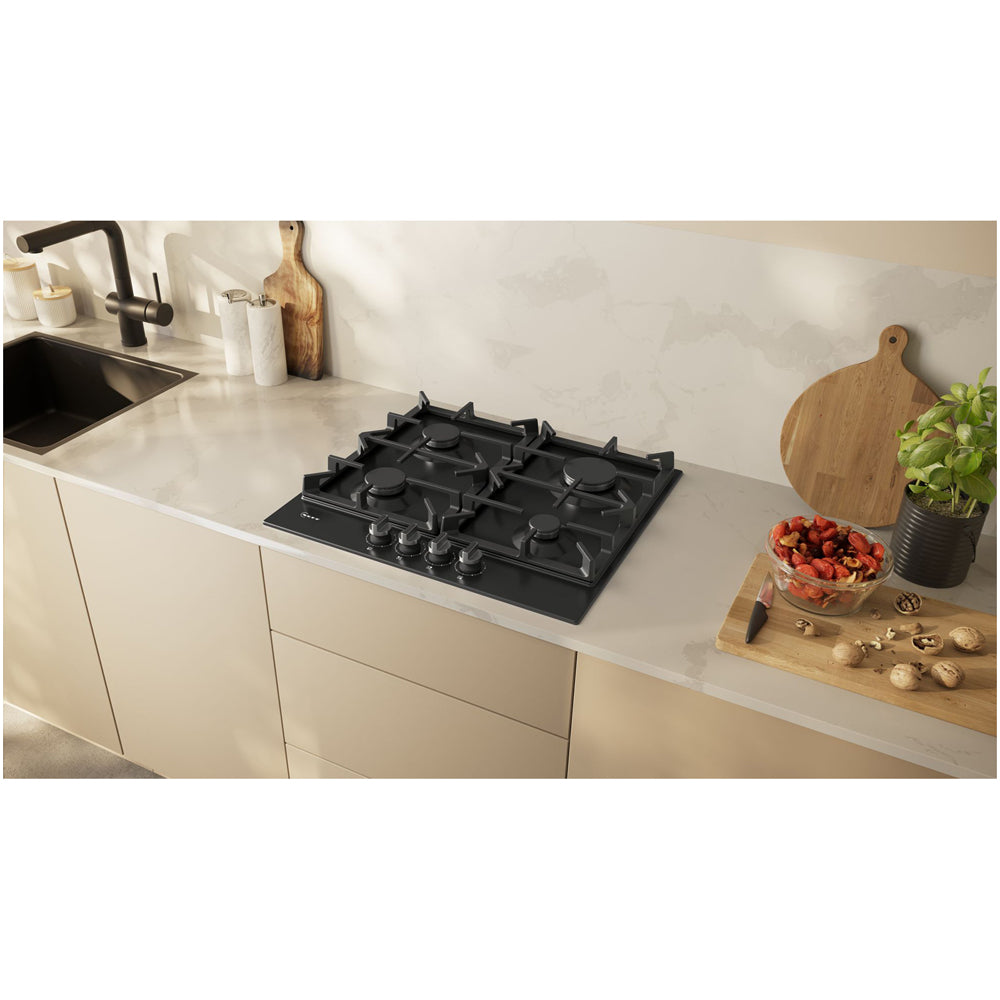 Neff T26CIP8S0 N70 Flame Select 60cm Black Enamel Gas Hob