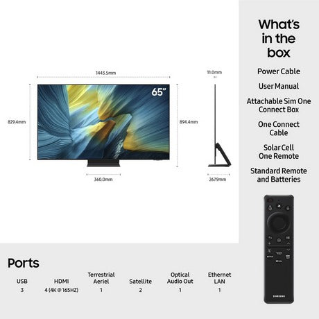 Samsung QE65S95FATXXU 65 Inch S95F OLED 4K Ultra HD HDR Smart AI TV