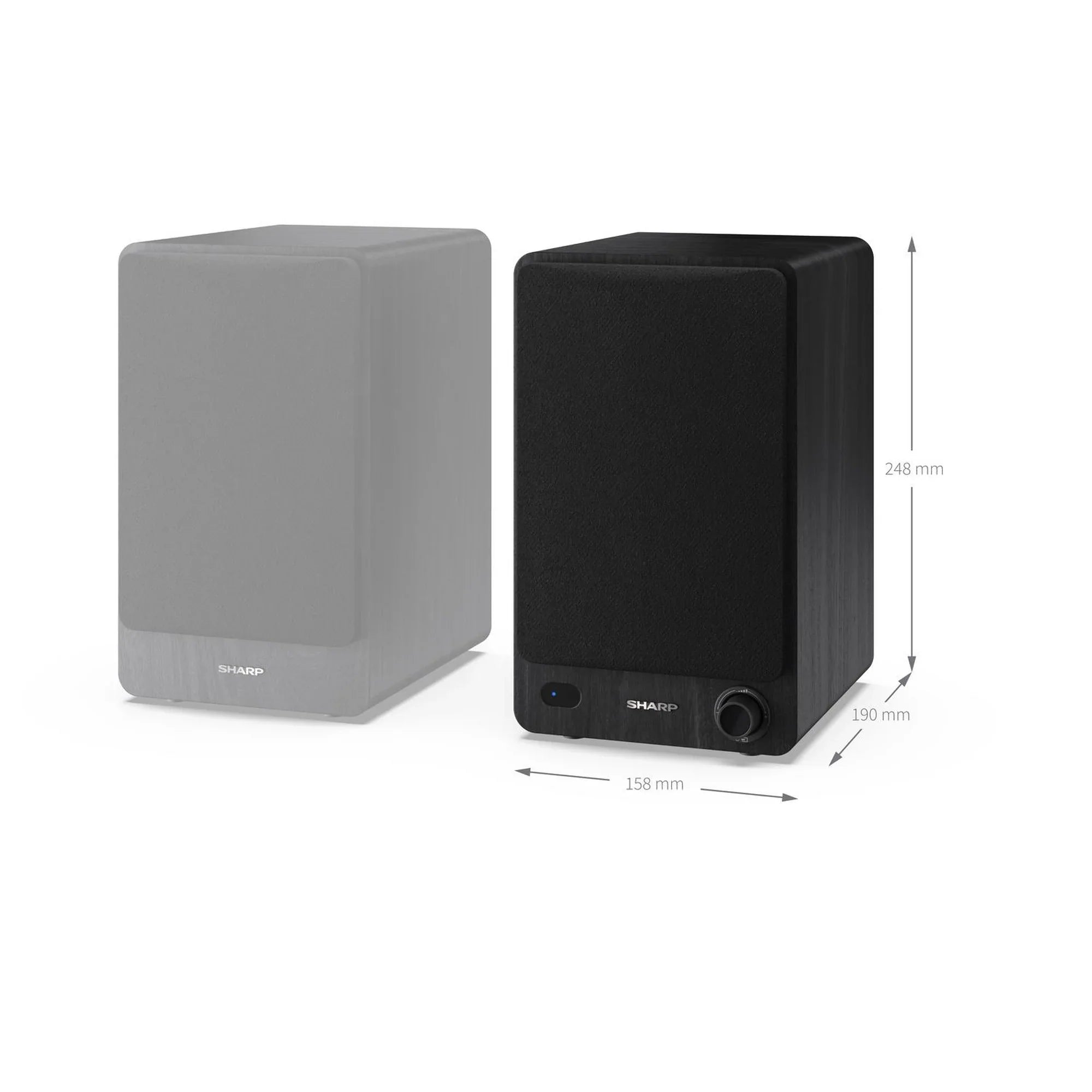 Sharp CP-SS30 BK Bluetooth 2-way Active Bookshelf Speakers Pair Black - Clearance