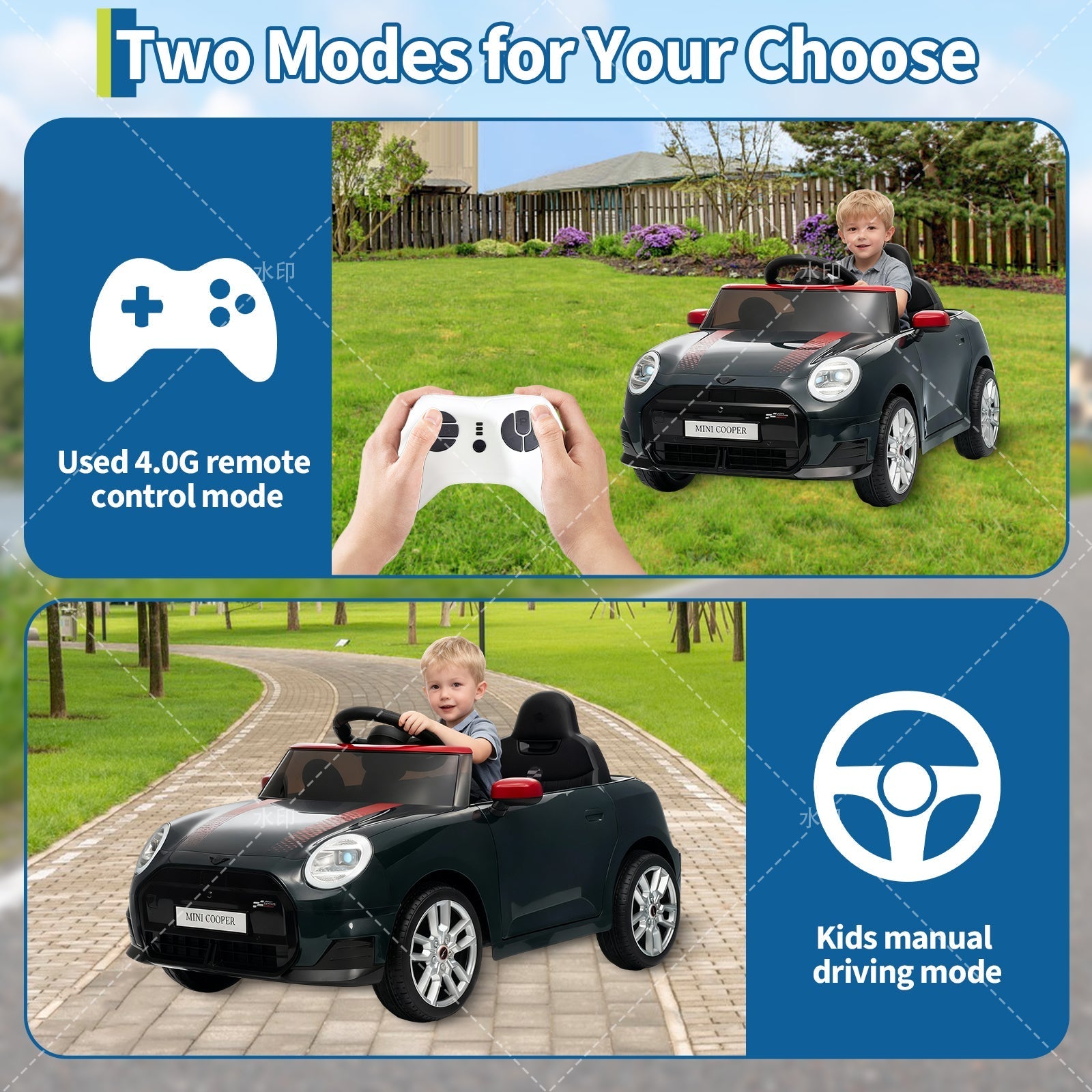 Garvee 12V BMW Mini Cooper Licensed Electric Ride-on Car for Kid, Powered by 4.5Ah Battery, Includes Positive Energy Charger, Wheels, Remote Control with Factory-Paired Code