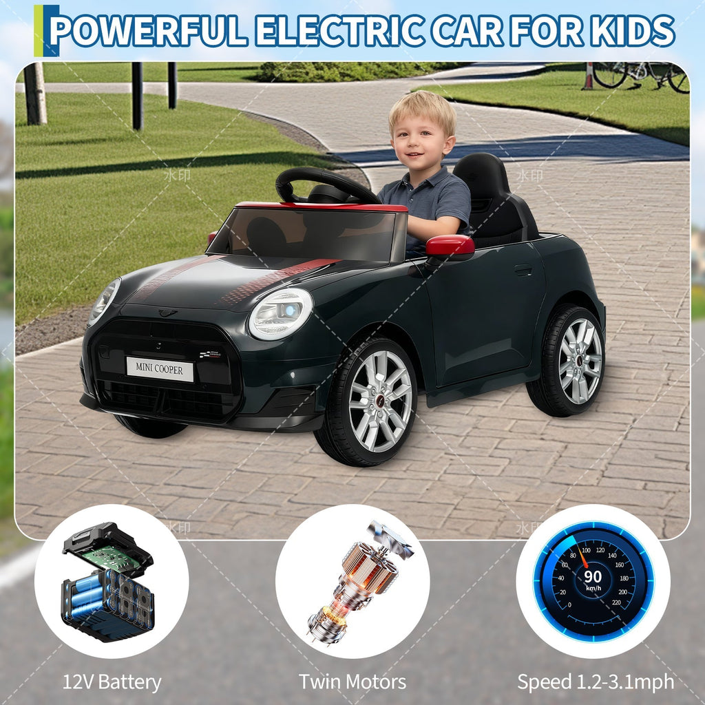 Garvee 12V BMW Mini Cooper Licensed Electric Ride-on Car for Kid, Powered by 4.5Ah Battery, Includes Positive Energy Charger, Wheels, Remote Control with Factory-Paired Code