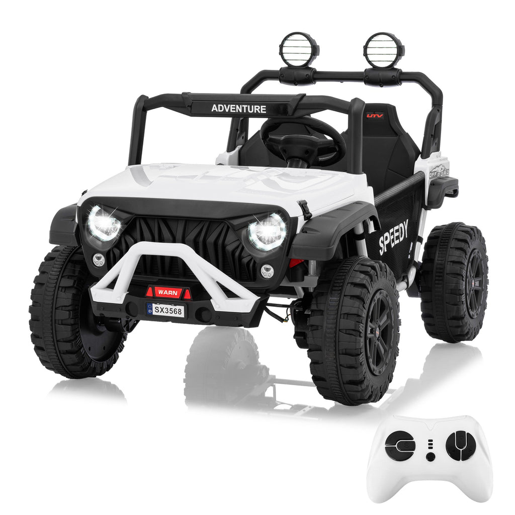 Garvee Ride P Series 24V Kids Toddler Ride On Truck 4WD 3 Speeds Large 7AH Battery Bluetooth MP3 Parent Safety Brake Red Outdoor Play - White
