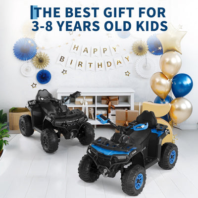 Garvee 12V Electric Ride On Car for Kids 3-8 Years, 2 * 45W Motor, Remote Control, LED Lights, Music Player & Emergency Brake, Battery Powered Cars for Toddlers & Big Kids - Black