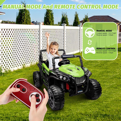 Garvee Ride - P Series: 12V Toy Electric Truck Utv with Large Wide Seat and Remote Control, Led Lights, Wireless Connection, Music, 2 Spring Suspension for 3-8 Boys & Girls