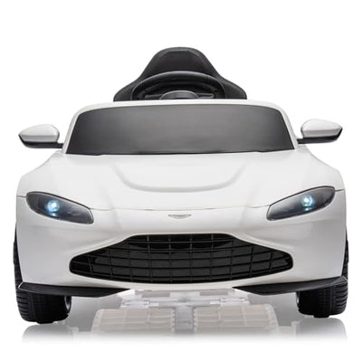 Garvee Ride - P Series: 12V Ride on Sports Car for Kids Licensed Aston Martin Battery Powered Car Toddles Ride on Toy with Remote Control, Horn, Soft Start, LED Lights, Music, USB, Electric Vehicle for Boys Girls (White)