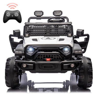 Garvee Ride - P Series: 2 Seaters Kids Ride On Truck With Remote Control,20“ Large Seat Ride On Car for Toddlers, 24V 9AH Electric Vehicle Car With Led Light,Large Storage Space, Bottle Holder,Music, Horn for 3-8 Years,White