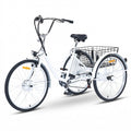Garvee Adult Tricycle 7-Speed 24-inch 3 Wheel Bike 250W Motor Large Basket HD LED Light 36V Battery Smooth Ride Black
