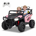 Garvee 24V 2-Seater Electric UTV Ride-On Truck for Kids Ages 2-8 – Battery Powered, Remote Control, 4-Wheel Suspension, Gradual Power-Up, 3 Speeds, LED Lights, Wireless – Pink