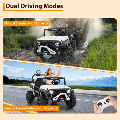 Garvee Ride P Series 24V Kids Toddler Ride On Truck 4WD 3 Speeds Large 7AH Battery Bluetooth MP3 Parent Safety Brake Red Outdoor Play - White