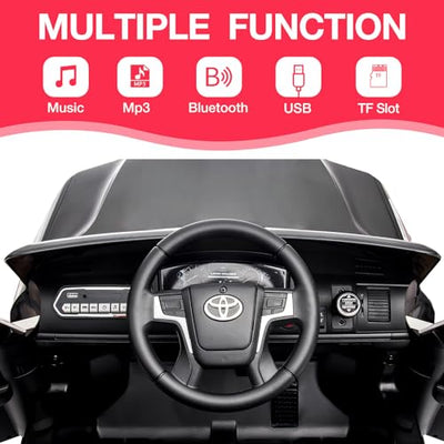 Garvee Ride - P Series: 12V Toyota Land Cruiser Kids' Car: Remote, LED, 3 Speeds, Dual 45W Motors, USB Music, Seat Belt, CPC & ASTM Approved - Black(2)