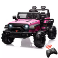 Garvee Ride - P Series: 2 Seaters Kids Ride On Truck with Remote Control,20“ Large Seat Ride On Car for Toddlers, 24V 9AH Electric Vehicle Car with Led Light,Large Storage Space, Bottle Holder,Music, Horn for 3-8 Years,Pink