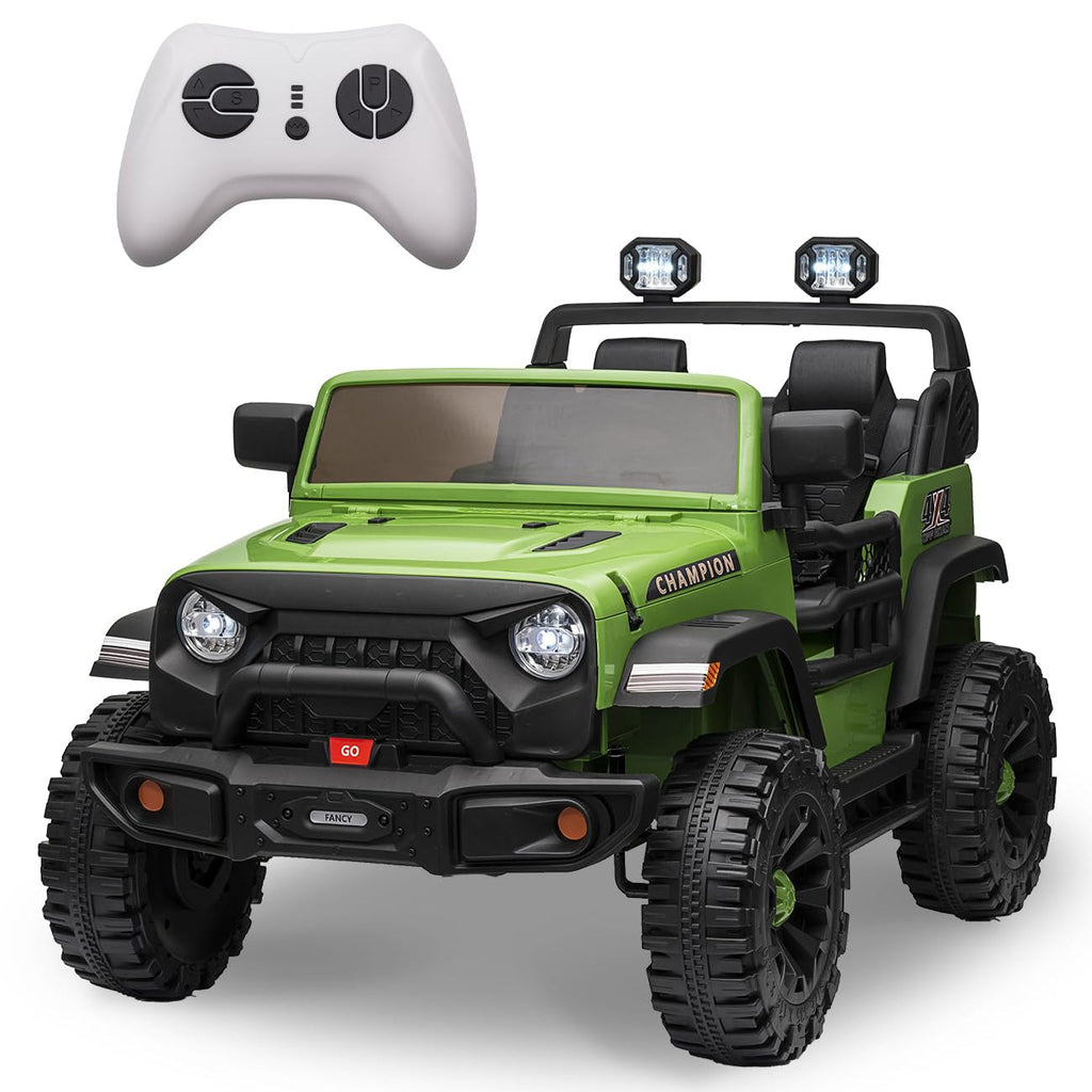 Garvee Ride - P Series: 24V Ride On Car 2 Seater For Kids Age 3+ , XL Electric Vehicles for Big Kids with 20" Wide Seat, 3 Speed, 2x200W Powerful Motor, Suspension, Bluetooth, Music,Power Wheels with Parent Control for Kids to Drive - Green