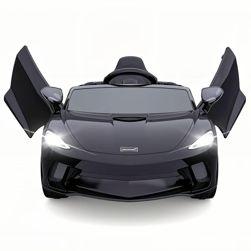 Garvee Ride - P Series: 12V Kids Ride on Car, Licensed Mclaren Battery Powered Electric Car with Remote Control, 3 Speeds, Bluetooth Music, Horn, LED Lights, 4-Wheel Ride on Toys - Black