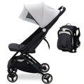 Garvee Lightweight Compact Stroller, One Hand Fold, Airplane Friendly, Reclining Seat, Canopy, Smooth Suspension, Travel Ready, Pink, Ideal for Travel - Beige