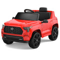 Garvee Ride on Truck Car, 12V Licensed Toyota Electric Cars for Kids, Ride on Toys with Remote Control, Spring Suspension, LED Lights, Bluetooth, 3 Speeds - Red