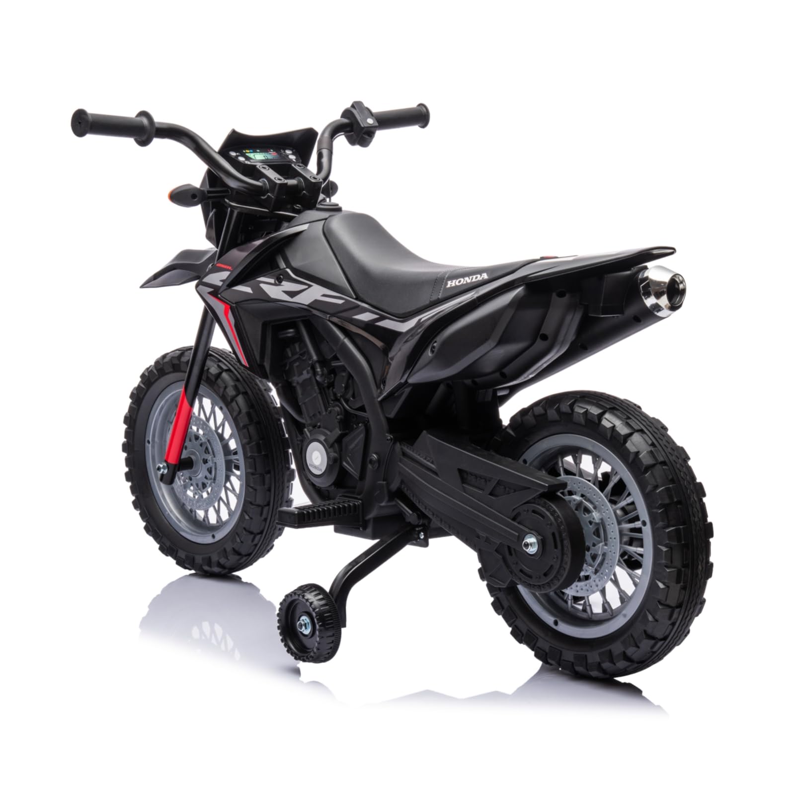 Garvee Ride - P Series: Kids Electric Ride on Motorcycle, Licensed Honda Battery Powered Motorbike Toy, with Training Wheels, Rechargeable Battery, Headlight, Engine Sounds, for Children Girls Boys - Black
