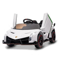 Garvee 12V Kids Ride On Car, Licensed Lamborghini Venono Electric Car w/Parent Remote Control, Scissor Door, 3 Speeds, LED Headlights, Rocking & Music, Battery Powered Ride on Toy for Boys Girls- White