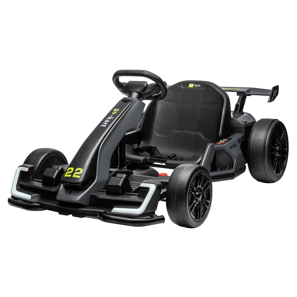 Garvee Ride - G Series: 24V Electric Go Kart, with 300W Strong Motor, Drift/Sport Mode, Big Battery, Eva Tire,Length Adjustment for Outdoor Racing Toy-Grey