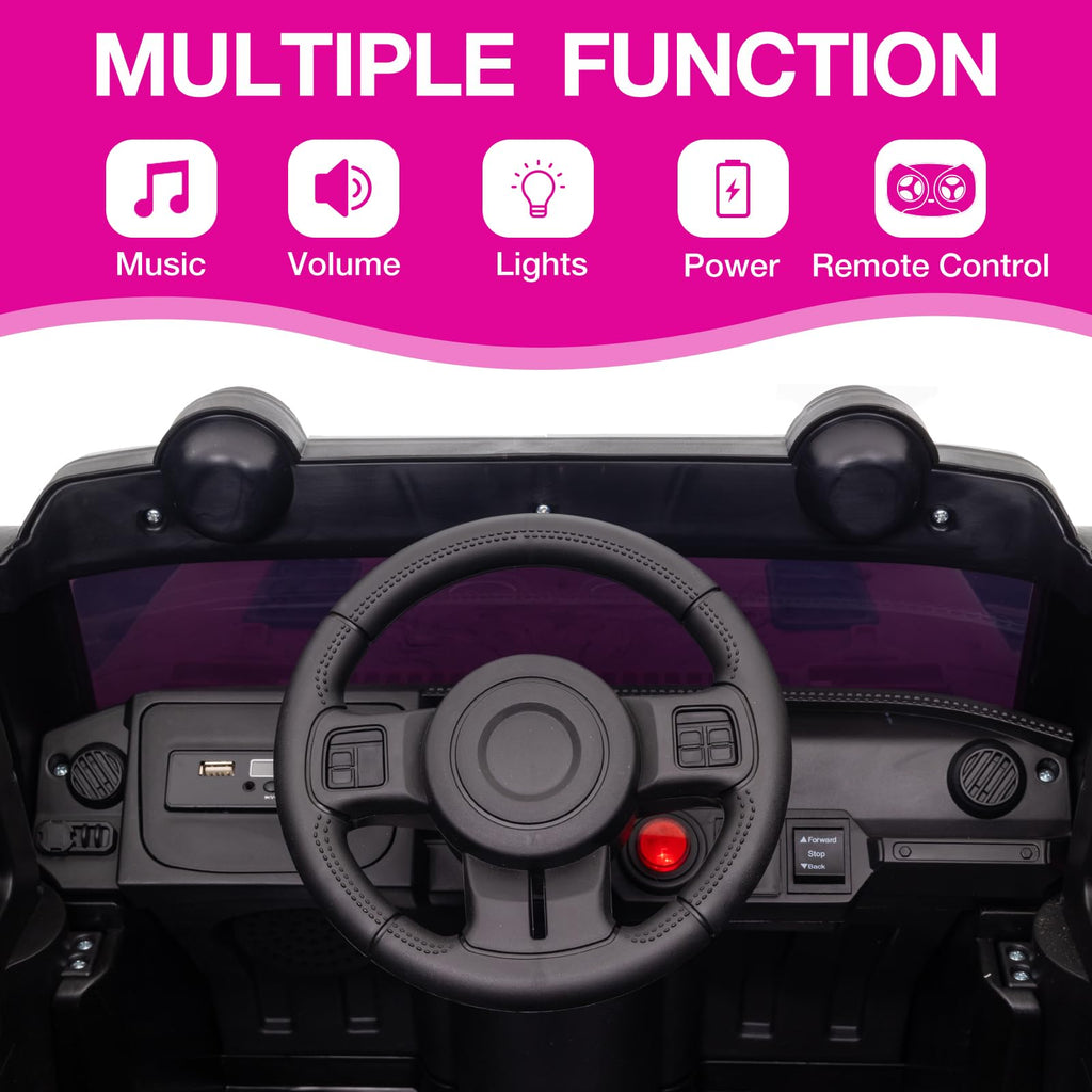 Garvee Ride - P Series: 12V 2-Seater Kids Ride On Car with Remote Control & Music - Pink