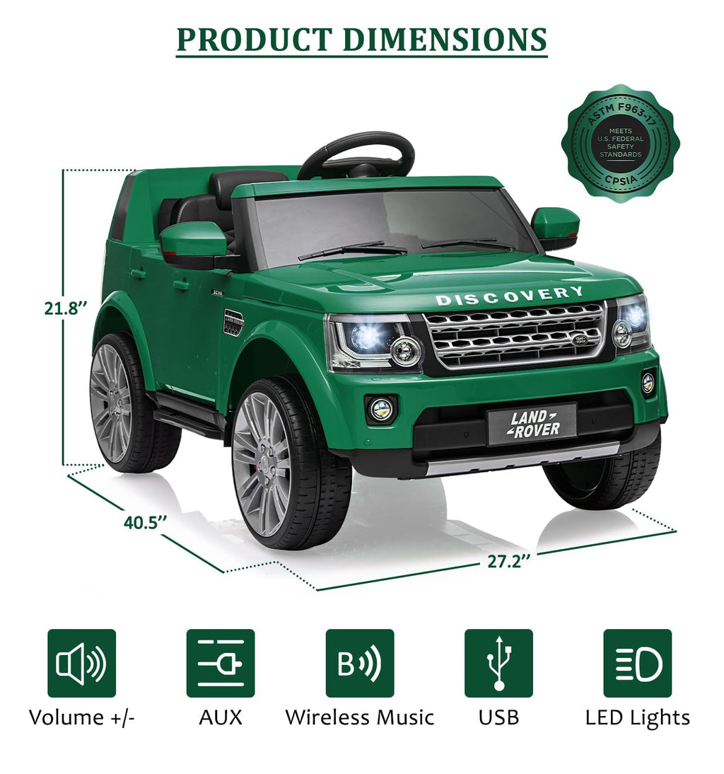 Garvee Ride - P Series: 12V 4.5 MPH, Parent Remote Control, Music Player, MP3, LED Lights, Green, 3-8 Years
