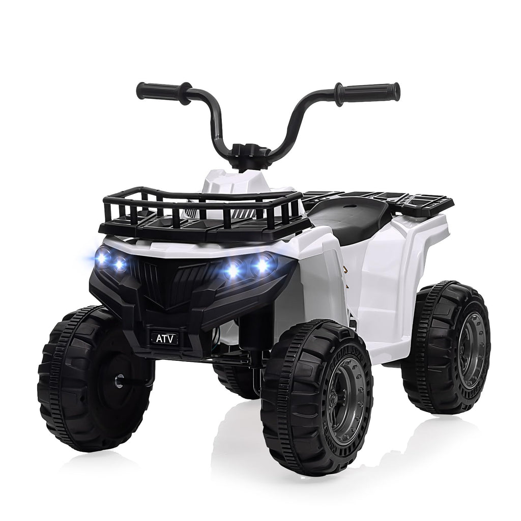 Garvee Ride - P Series: 12V Kids Ride On Electric Quad ATV, Ride Car Toy with Bluetooth Audio,High/Low Speed, LED Headlights, Battery Indicator & Radio Orange - White
