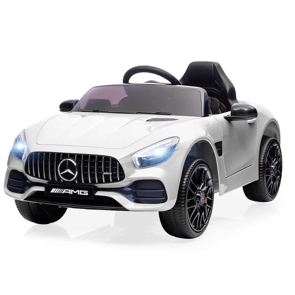 Garvee Ride Car for Kids, 12V Power Battery Electric Vehicles for 3-7 Toddlers, Licensed Mercedes-Benz with Remote Control, MP3 Player - White