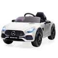 Garvee Ride Car for Kids, 12V Power Battery Electric Vehicles for 3-7 Toddlers, Licensed Mercedes-Benz with Remote Control, MP3 Player - White