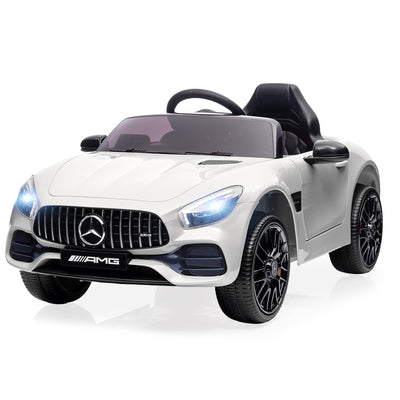 Garvee Ride Car for Kids, 12V Power Battery Electric Vehicles for 3-7 Toddlers, Licensed Mercedes-Benz with Remote Control, MP3 Player - White