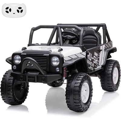 Garvee Ride - P Series: 2-Seater Ride On Truck for Kid, 24V Battery Powered Kids Car with Remote Control, 19" Extra Wide Seat, 2 Motors, Led Light, Enhanced Suspension - White
