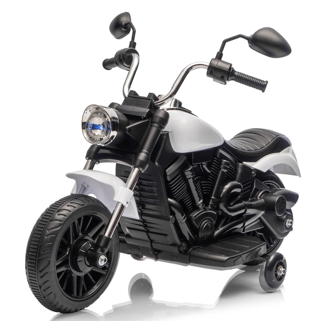 Garvee Ride - P Series: 12V Electric Motorcycle for Kids, 3-Wheel Ride-On Toy with Detachable Training Wheels, White, Toddler Outdoor Ride-On