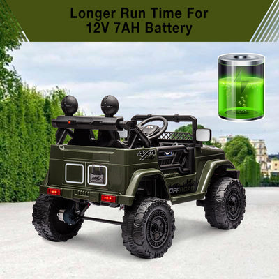 Garvee Ride - P Series: 12V Power Wheel Electric Car for Kids, Ride on Toys with Led Lights Bluetooth, 3 Speeds, Spring Suspension - Dark Green