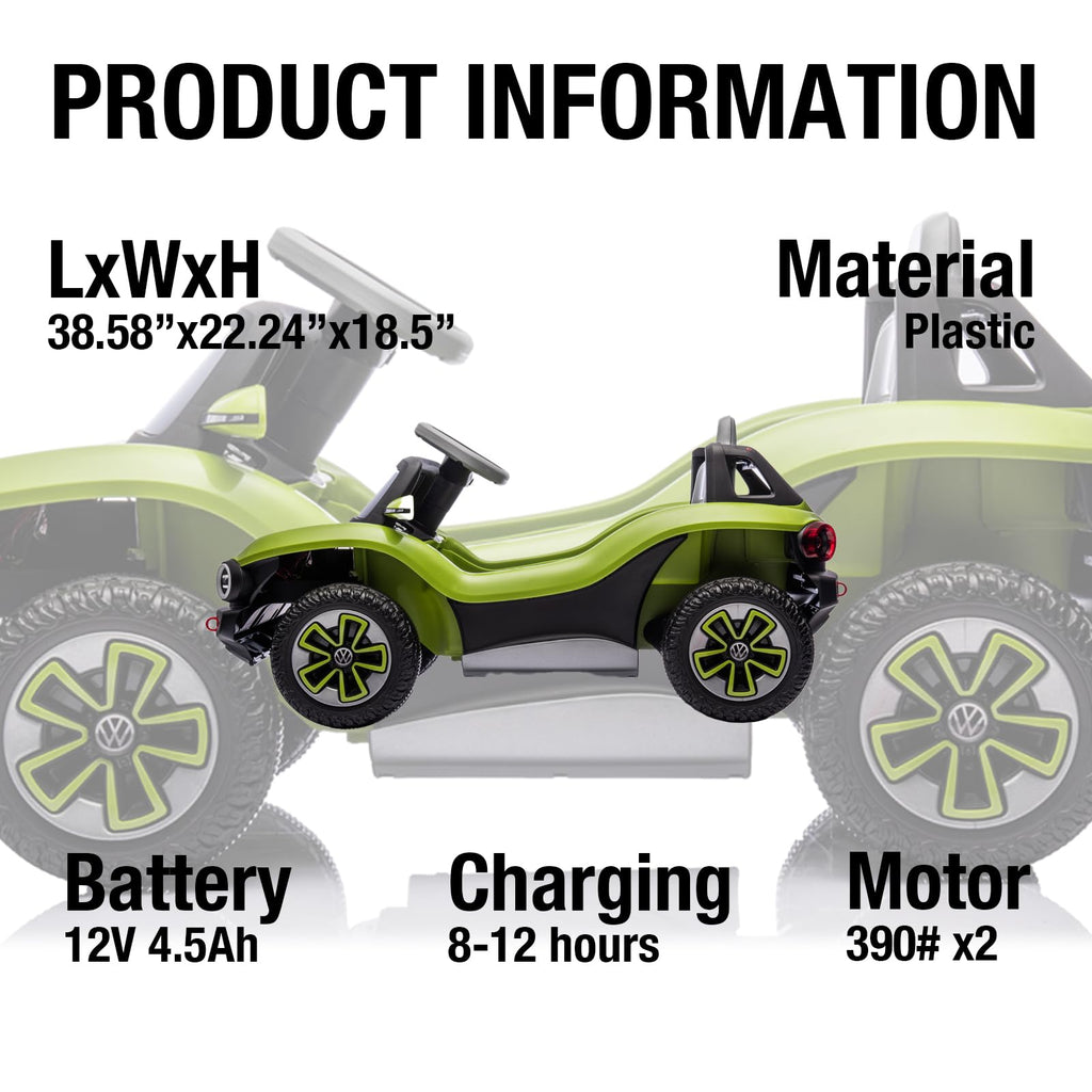Garvee Ride - P Series: 12V Ride-On Toy With Remote Control | LED Lights, MP3, and Bluetooth | For Boys and Girls, Green