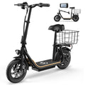 Garvee Electric Scooter with Seat, 36V Battery, 12" Tire, 450W Electric Scooter with Seat, Shock Absorbing Seat, Foldable Electric Scooters for Adults, Electric Scooter for Commuting with Basket