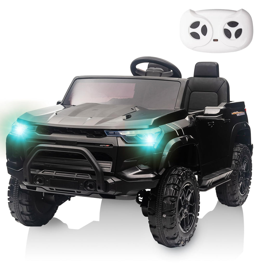 Garvee Ride - P Series: 2 Seater Truck Car Toys, Ride on Car Electric Vehicles w/Remote Control, 24V Battery, Dual Drive, LED Lights, Bluetooth, MP3, Battery Powered Electric Cars for Kids, Black