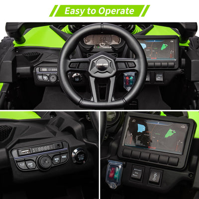 Garvee Ride - P Series: 12V Can-Am Ride-On UTV: Remote Control, Large Seat, Music, LED Lights, Spring Suspension, for Boys & Girls - Green