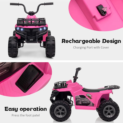 Garvee Ride - P Series: 12V Kids Ride On Electric ATV, Ride Car Toy with Bluetooth Audio,High/Low Speed, LED Headlights, Battery Indicator & Radio Orange - Pink