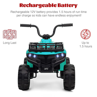 Garvee Ride - P Series: 12V Kids Ride On Electric Quad ATV, Ride Car Toy with Bluetooth Audio,High/Low Speed, LED Headlights, Battery Indicator & Radio Orange - Green