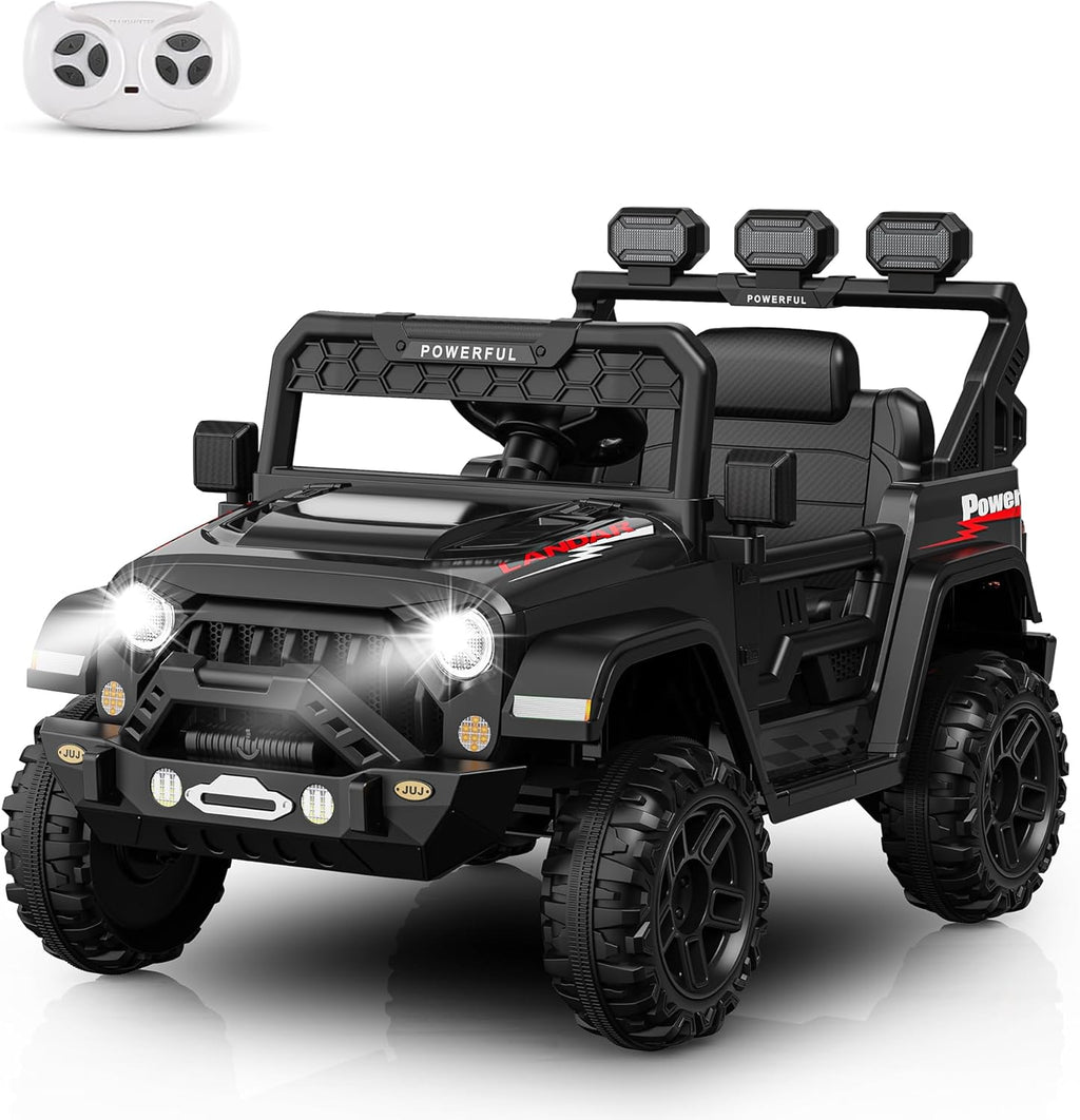 Garvee Ride - P Series: 3-6, Ride on Car with 2.4G Remote Control, 12V Battery Powered Electric Car for kids with 3 Adjustable Speeds, Soft Start, Battery Display, Music (Black)