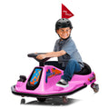 Garvee Ride - P Series: 360 Degrees Rotating Ride On Drift Car,Electric Drifting Go Kart,24V Ride On Race Car,Variable Speed for Kids,Simplified Drift System,Flashing Lights, Flag, Music - Pink